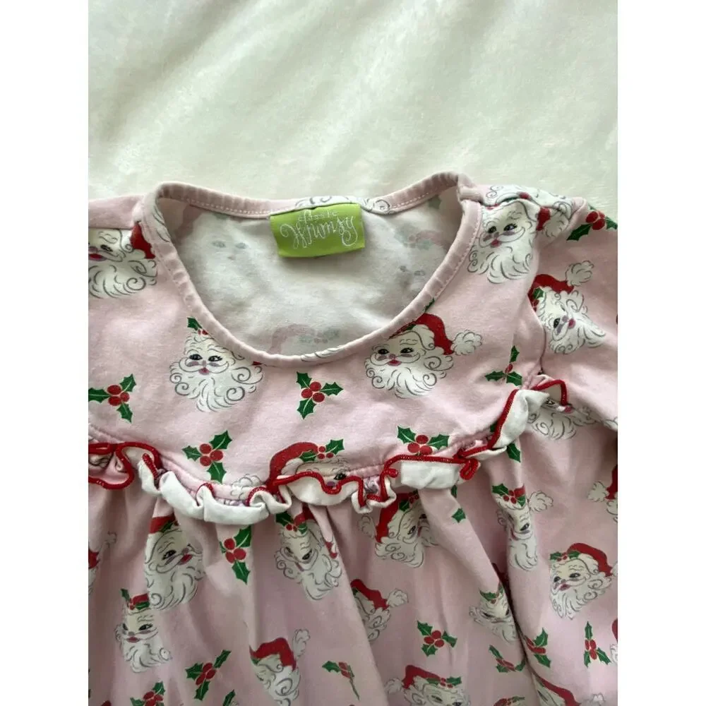 Girls Pink Santa Ruffle Dress Size 6